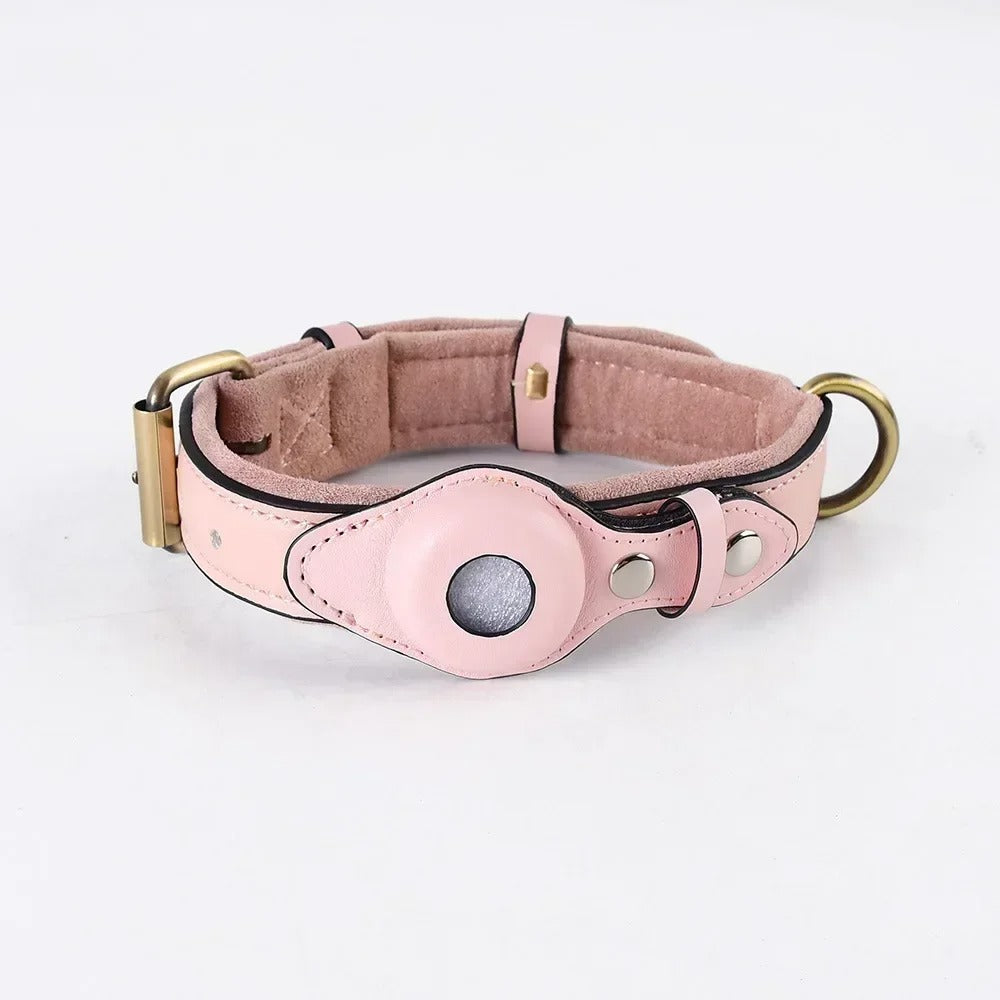 Leather AirTag Dog Collar, AirTag Dog Collar, Collar for Small and Big Dogs with Airtag Holder 217