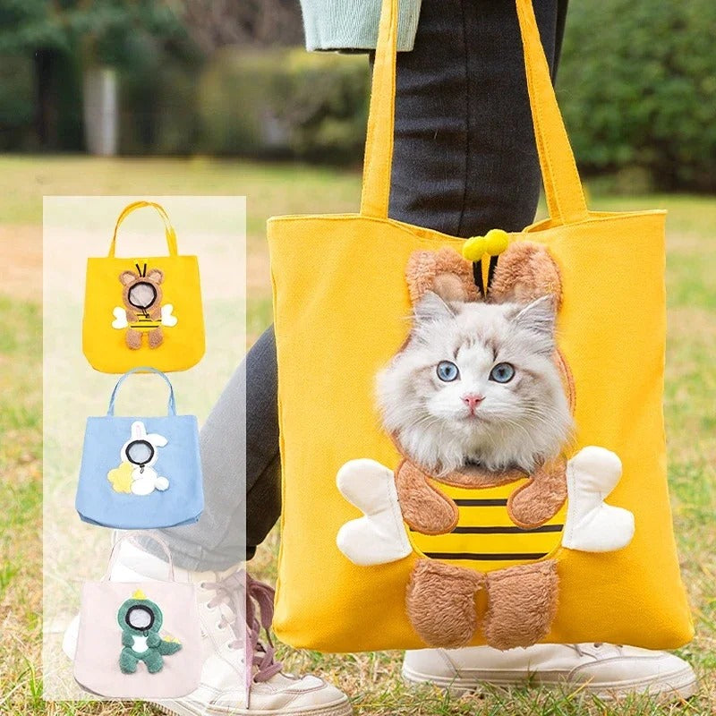 Pet Tote Bag, Dog or cat Carrier, Pet Canvas Shoulder Carrying Bag, Cute Little Bee-Shaped Pet Canvas Shoulder Bag 24