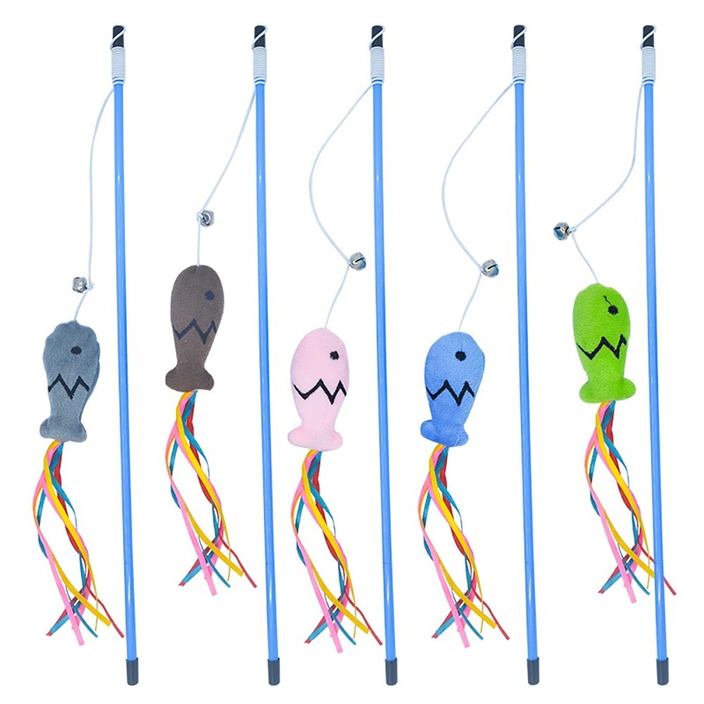 cute fishing pole 2 Pcs Cute Cat Teaser, Cat Wand, Fish Cat Toys, Fishing Pole for Cats, – Puppipop