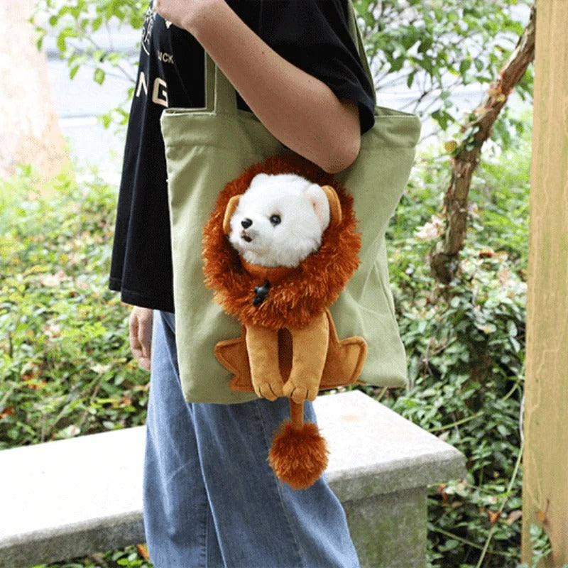 Pet Tote Bag, Dog or cat Carrier, Pet Canvas Shoulder Carrying Bag, Cute Lion-Shaped Pet Canvas Shoulder Bag 26