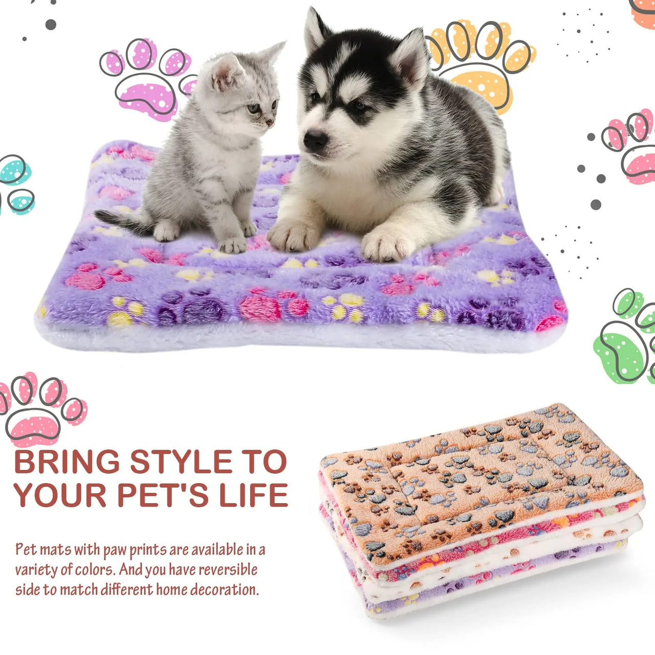 2PCS Dog Mat Pet Bed Washable Flannel Thickened Soft Pet Sleeping Blanket for Dogs Cats Winter Warm 99