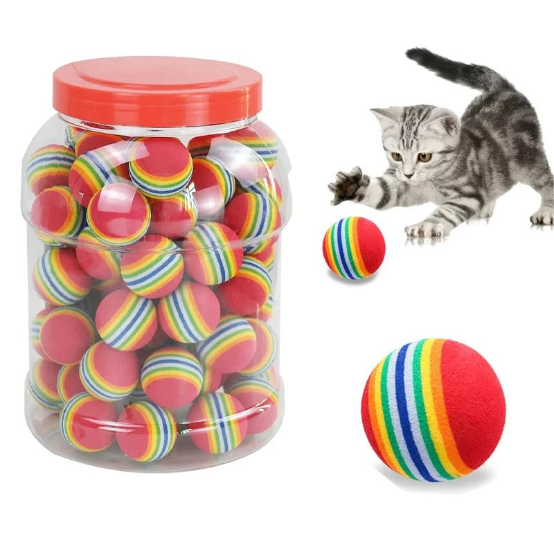 10 Pcs Rainbow Cat Ball Toys, Spongy Cotton Rainbow Felt Ball, Interactive Pet Teaser 83