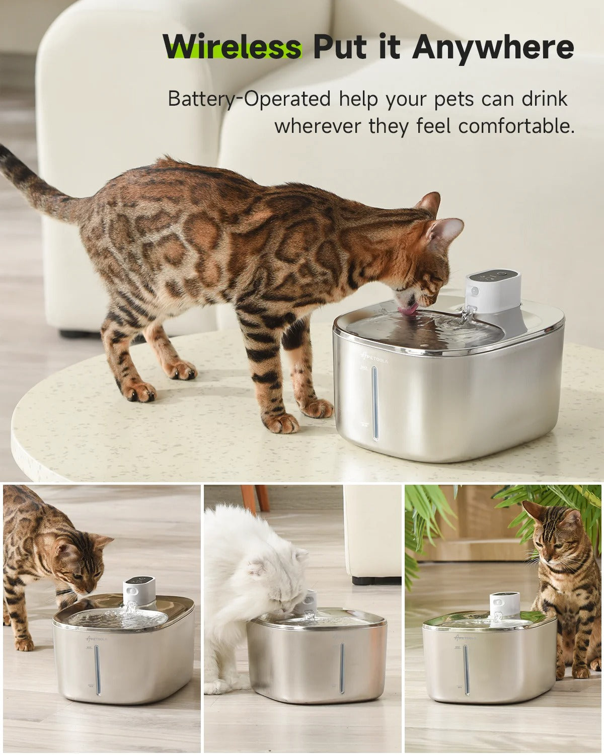 Pet Water Automatic Fountain Dispenser with Smart Pump for Cats, Dogs, Multiple Pets - 4L 110