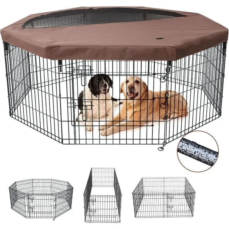 Dog Playpen with durable, Premium Metal Mesh Yard Fence Small Animals Playpen for Puppies 221