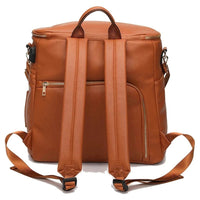 Thumbnail for Leather Diaper Backpack for Mom, Large Diaper Bag, Travel Bag for New Mum, Multi-Functional Leather Bag, Spacious Baby Bag, Brown Diaper Bag 07