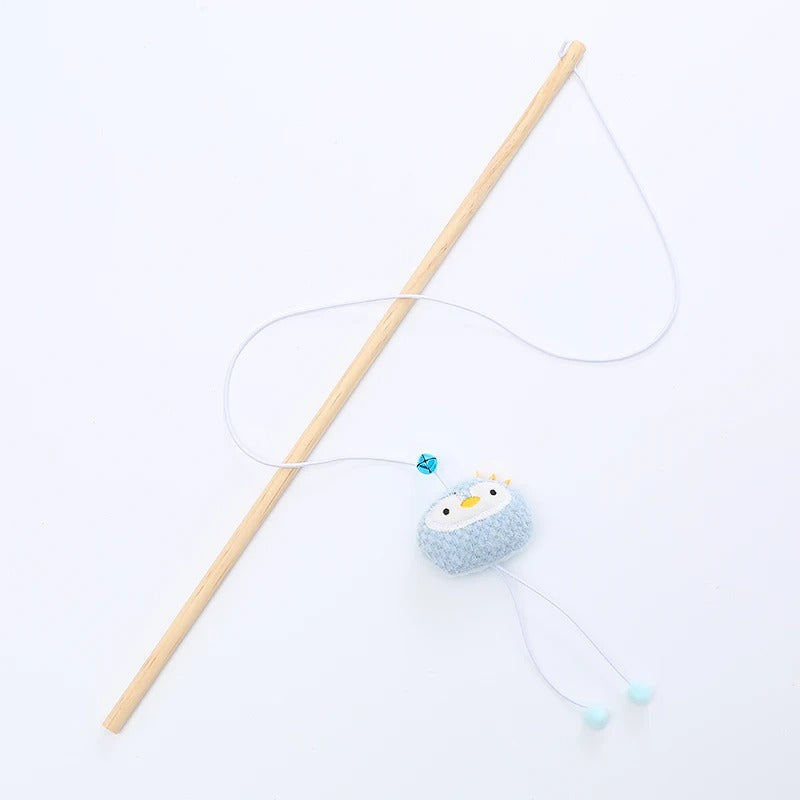 Cat Teaser Wand, Cat Toy Wooden Pole Cute Animal Shape Plush , Cat Toys Wand, Cute Cat Toys, Cat String Toy, Organic Cat Toy, Cat Teaser Toys, Kawaii cat Toy, Felt Cat Toy 50