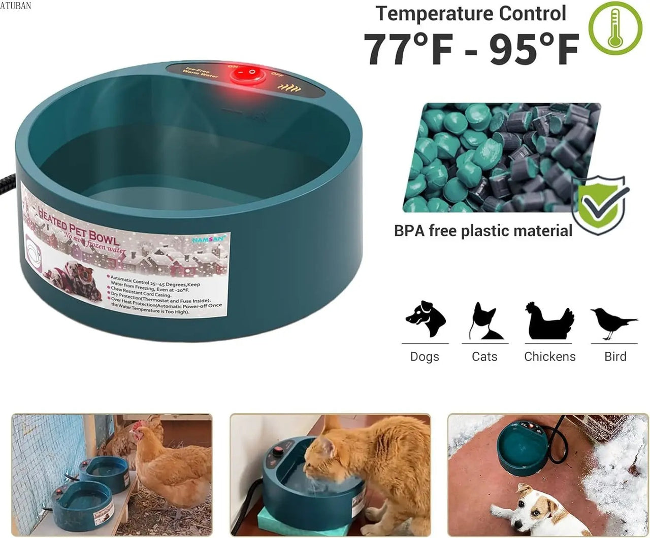 Dog Heated Water Bowl, Pet Water Heating Bowl for Cats Dogs Chicken Birds, Outdoor Winter Dog Bowl, 68OZ Dog Water Bottle 286