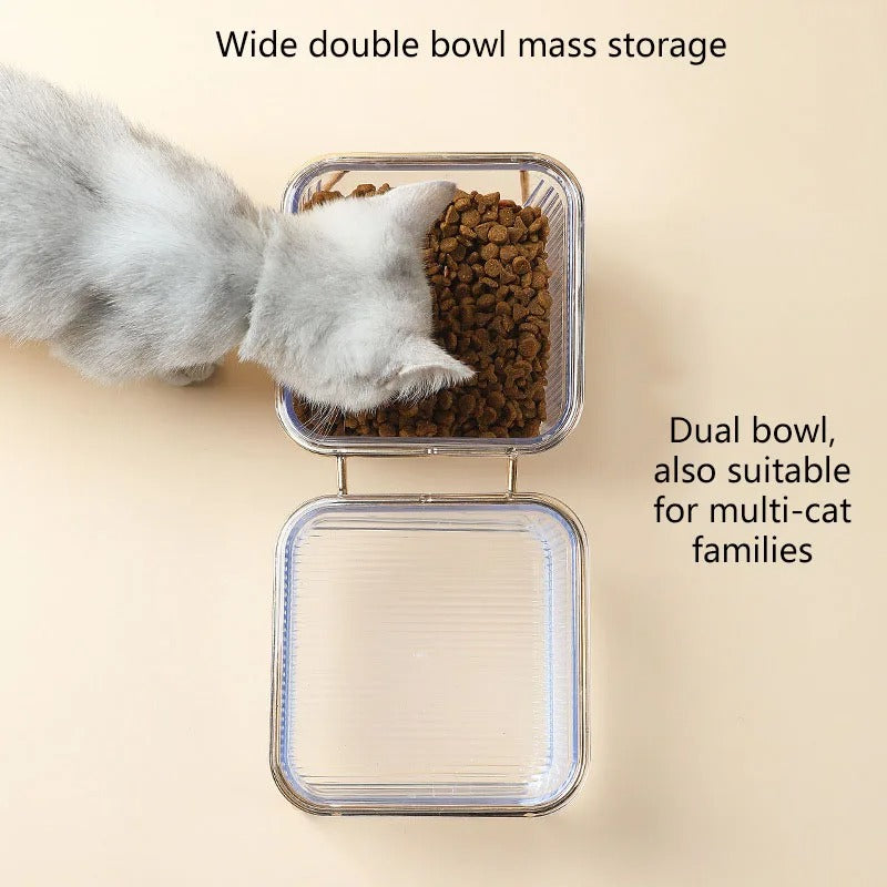 Cat & Dog Raised Bowls Stand-Feeder With Two Metal  Bowls, Dog Feeders, Modern Stand, Pets Food Dishes.Cat Double Bowl Feeder Station, Raised Cat Bowls, PetsFurniture, Cat Food Stand, Pet Supplies 296