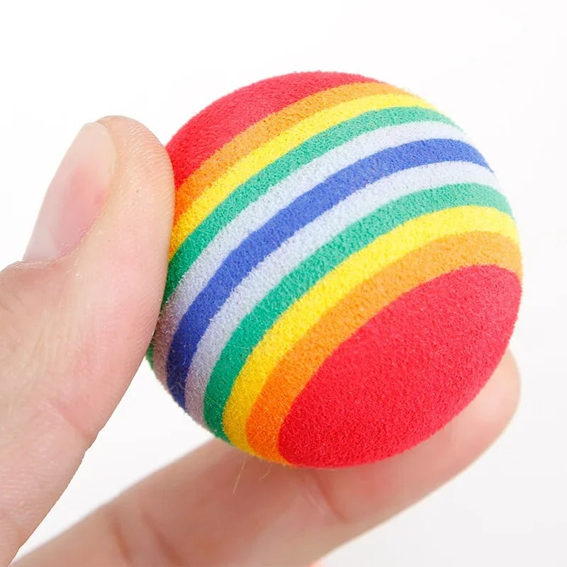 10 Pcs Rainbow Cat Ball Toys, Spongy Cotton Rainbow Felt Ball, Interactive Pet Teaser 83