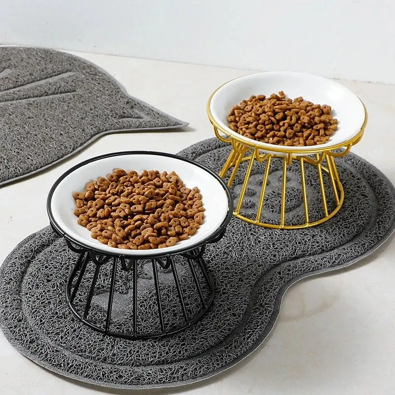 2 Set Ceramic dog bowl, Ceramic cat bowl, Pet feeder for small large dog & cats, Elevated dog bowl, Cat food bowl, Ceramic dog bowl with Iron Rack, Anti-black Chin Anti-turning Water Does Not Leak Easy To Eat 258