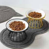 Thumbnail for 2 Set Ceramic dog bowl, Ceramic cat bowl, Pet feeder for small large dog & cats, Elevated dog bowl, Cat food bowl, Ceramic dog bowl with Iron Rack, Anti-black Chin Anti-turning Water Does Not Leak Easy To Eat 258