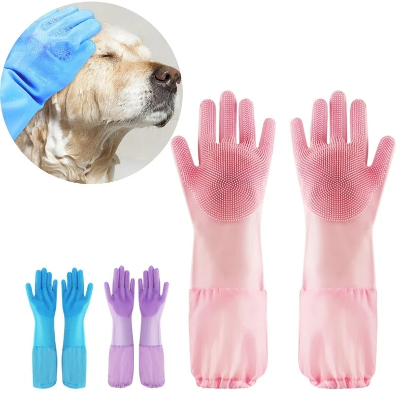 Pet Grooming Cleaning Gloves, Dog Cat Bathing Glove, Indirect Shampoo Gel Scrubber Clean Soft Silicone, Glove Hand Skin Protection 278