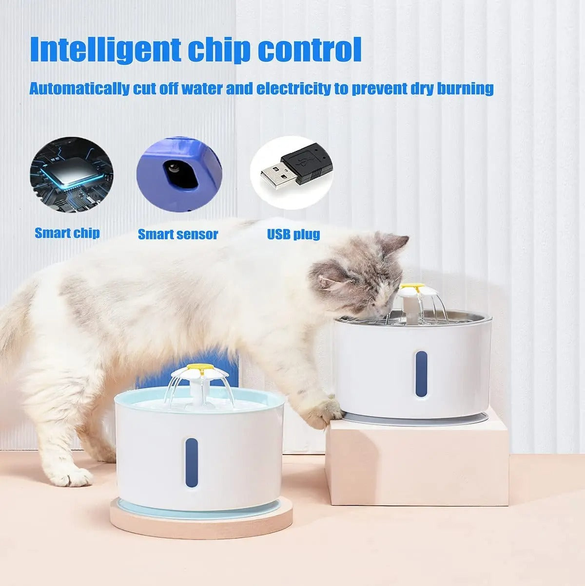 Pet Water Automatic Fountain Dispenser with Smart Pump for Cats, Dogs, Multiple Pets - 2.4L 117