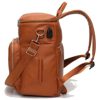 Thumbnail for Leather Diaper Backpack for Mom, Large Diaper Bag, Travel Bag for New Mum, Multi-Functional Leather Bag, Spacious Baby Bag, Brown Diaper Bag 07