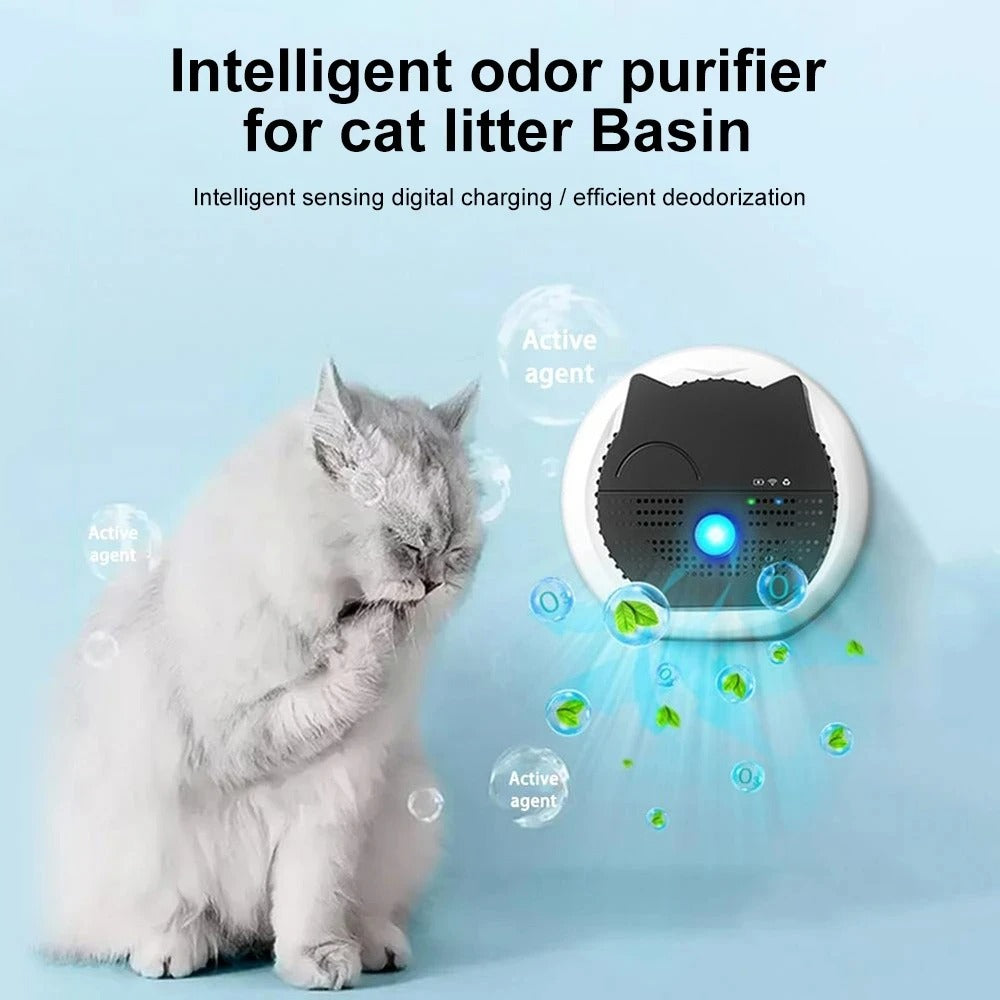 Pet Smart Deodorizer Bathroom, Cleaning Tool Cat Dog, Litter Box Dual-effect, Deodorization USB Rechargeable Odor Purifier Supplies 256