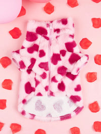 Thumbnail for Winter Warm Plush Dog Sweater, Hearted Print Plush Holiday Valentine's, Soft Puppy Coat for Small Dogs 393