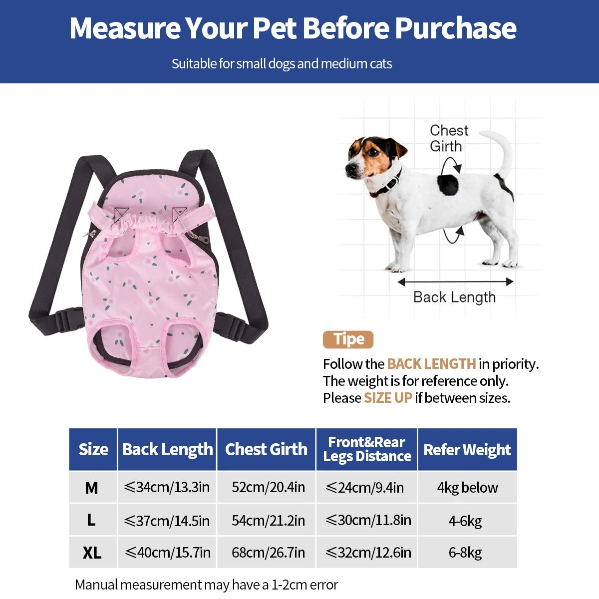 2 Pcs Dog Backpack, Puppy Sling, Cat Carrier, Cat Backpack, Pet travel 14