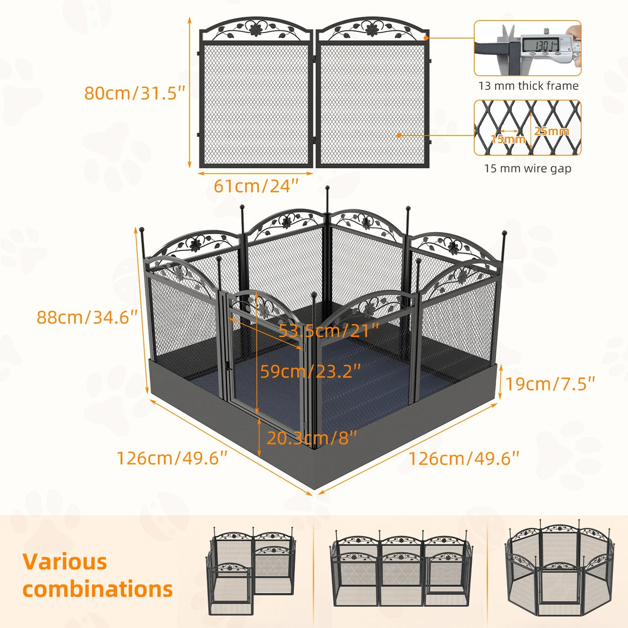 8 Panels Metal Dog, Playpen with Fertility Mat and Gate Foldable Heavy Duty Pet Whelping Box Exercise Fence Cage Kennnels 235