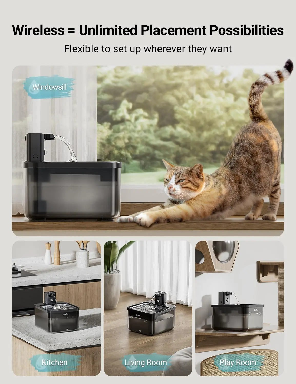 Pet Water Automatic Fountain Dispenser with Smart Pump for Cats, Dogs, Multiple Pets - 2.5L 107