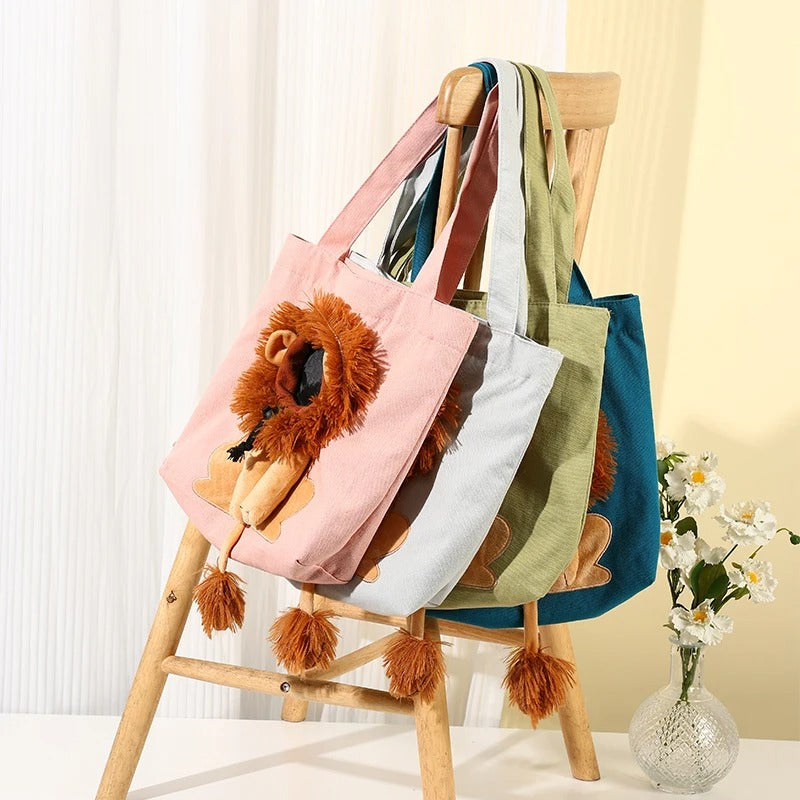 Pet Tote Bag, Dog or cat Carrier, Pet Canvas Shoulder Carrying Bag, Cute Lion-Shaped Pet Canvas Shoulder Bag 26