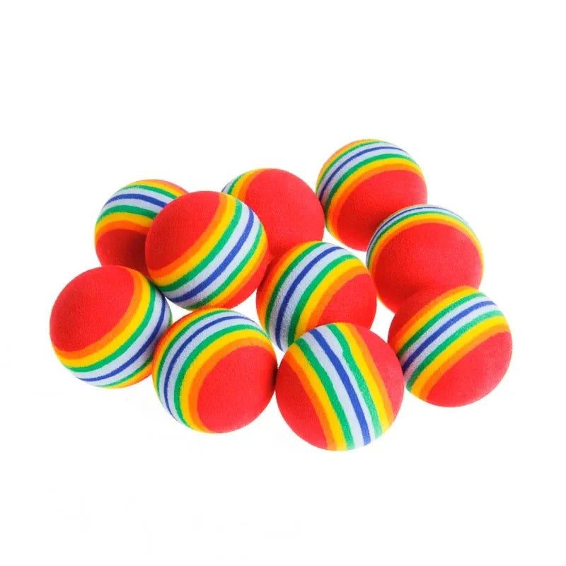 10 Pcs Rainbow Cat Ball Toys, Spongy Cotton Rainbow Felt Ball, Interactive Pet Teaser 83