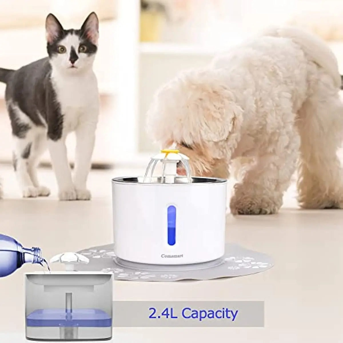 Pet Water Automatic Fountain Dispenser with Smart Pump for Cats, Dogs, Multiple Pets - 2.4L 117