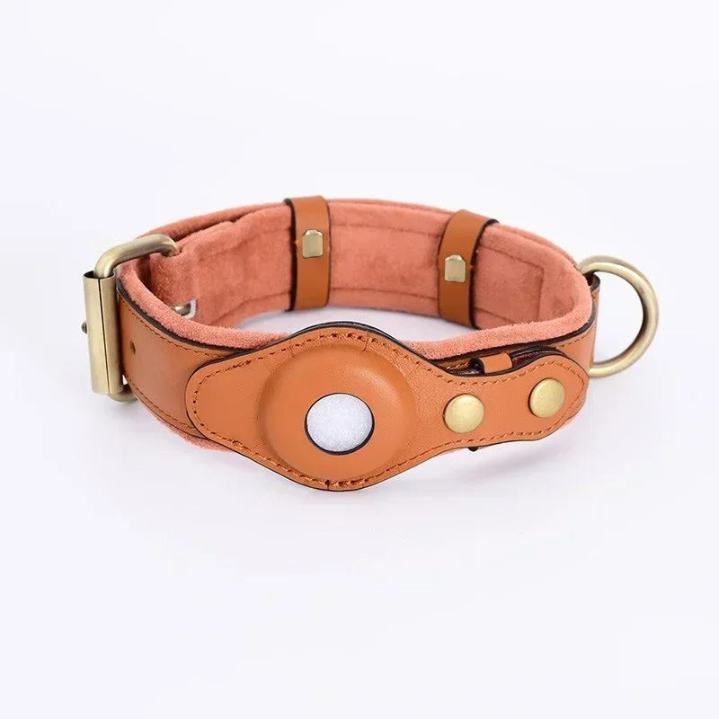 Leather AirTag Dog Collar, AirTag Dog Collar, Collar for Small and Big Dogs with Airtag Holder 217