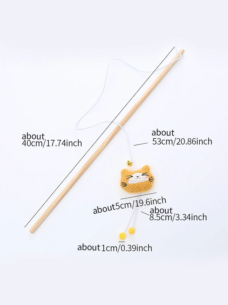 Cat Teaser Wand, Cat Toy Wooden Pole Cute Animal Shape Plush , Cat Toys Wand, Cute Cat Toys, Cat String Toy, Organic Cat Toy, Cat Teaser Toys, Kawaii cat Toy, Felt Cat Toy 50