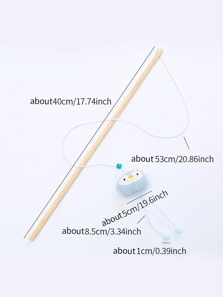 Cat Teaser Wand, Cat Toy Wooden Pole Cute Animal Shape Plush , Cat Toys Wand, Cute Cat Toys, Cat String Toy, Organic Cat Toy, Cat Teaser Toys, Kawaii cat Toy, Felt Cat Toy 50