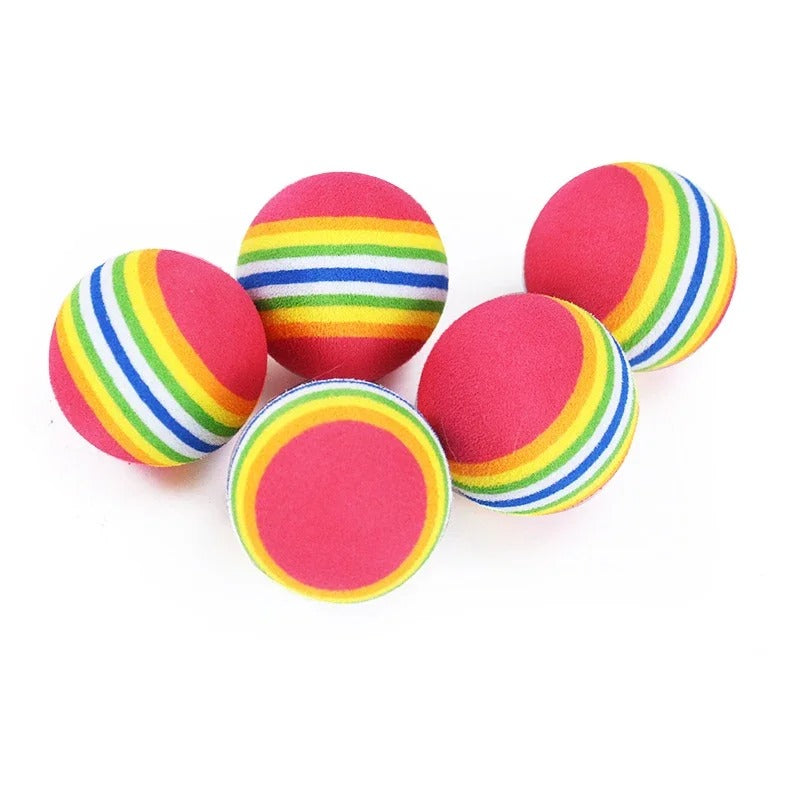 10 Pcs Rainbow Cat Ball Toys, Spongy Cotton Rainbow Felt Ball, Interactive Pet Teaser 83