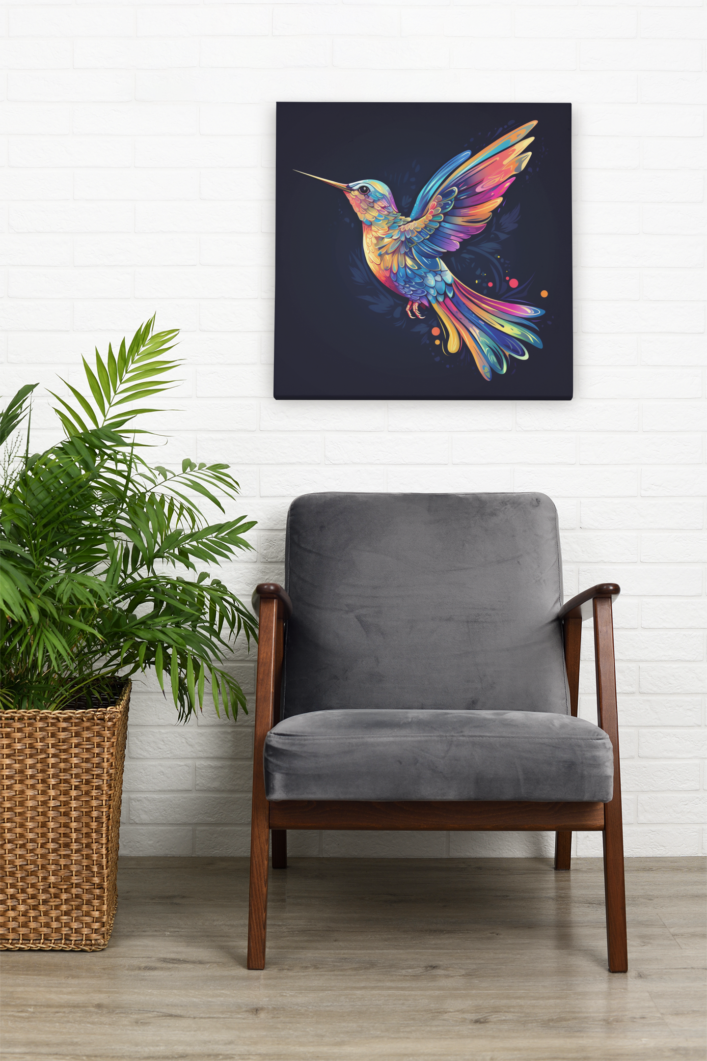 Colorful Hummingbird Canvas Wall Art, Animal Print on Canvas, Bird Wall Decor, Colorful Canvas, Bedroom Wall Decor, Home Gift, Room Wall Decor