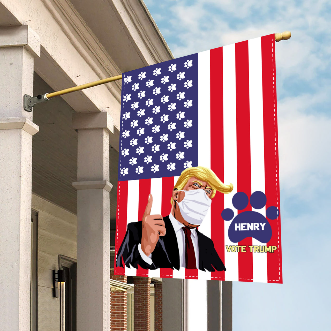 Personalized Dog Flag Gift Idea - President Wearing Mask For Dog Lovers - Garden Flag
