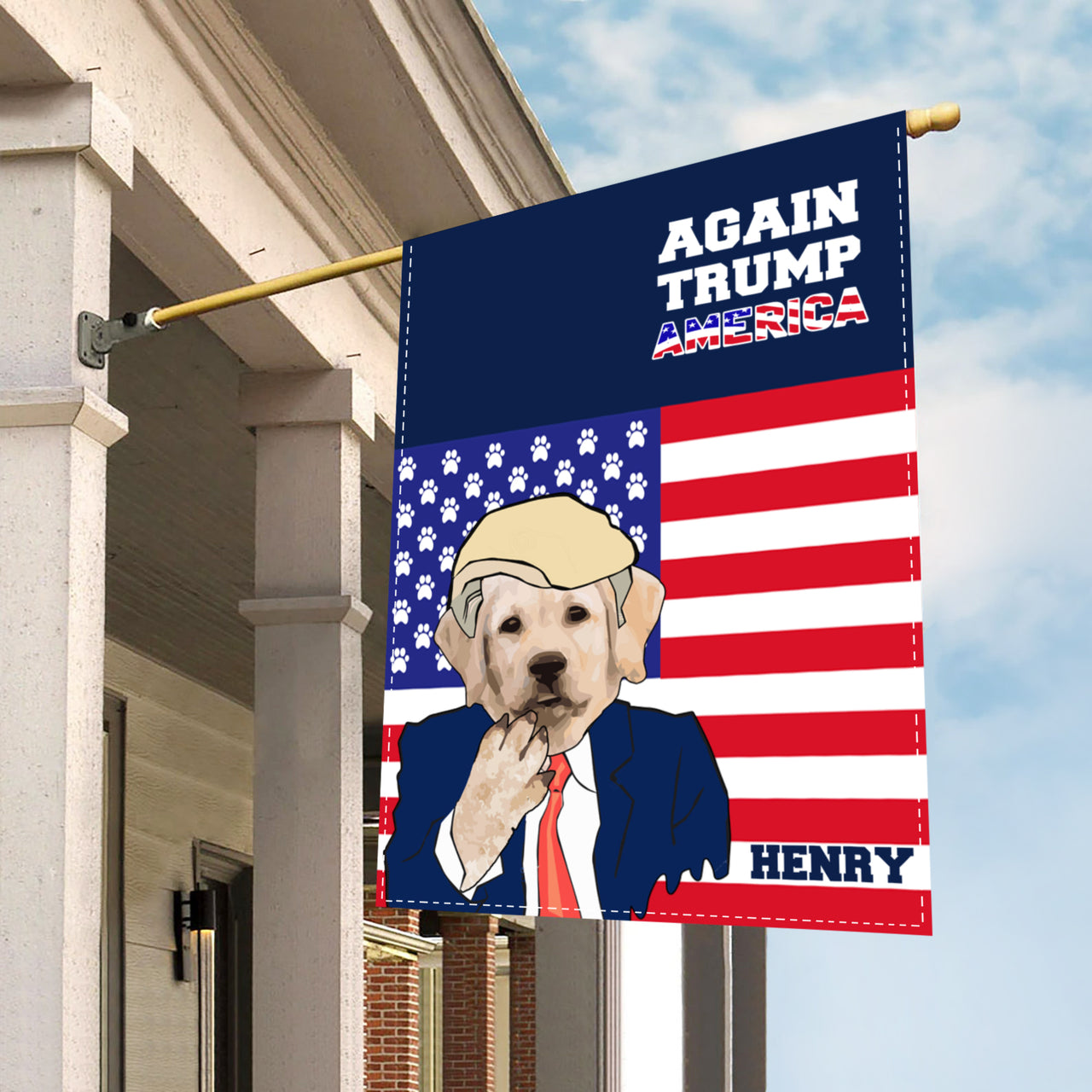Personalized Dog Flag Gift Idea - President Trump Again 2020 For Dog Lovers - Garden Flag