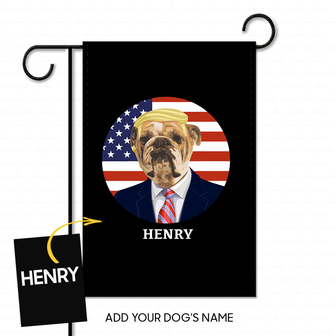 Personalized Dog Flag Gift Idea - President Dog With Blonde Hair For Dog Lovers - Garden Flag