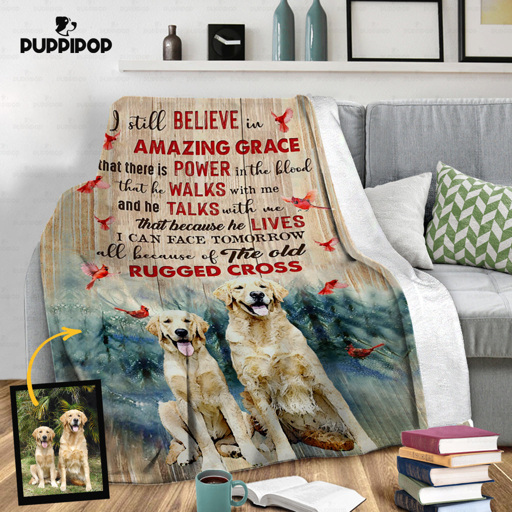 Custom Dog Blanket - Personalized Amazing Grace Gift For Dad - Fleece Blanket
