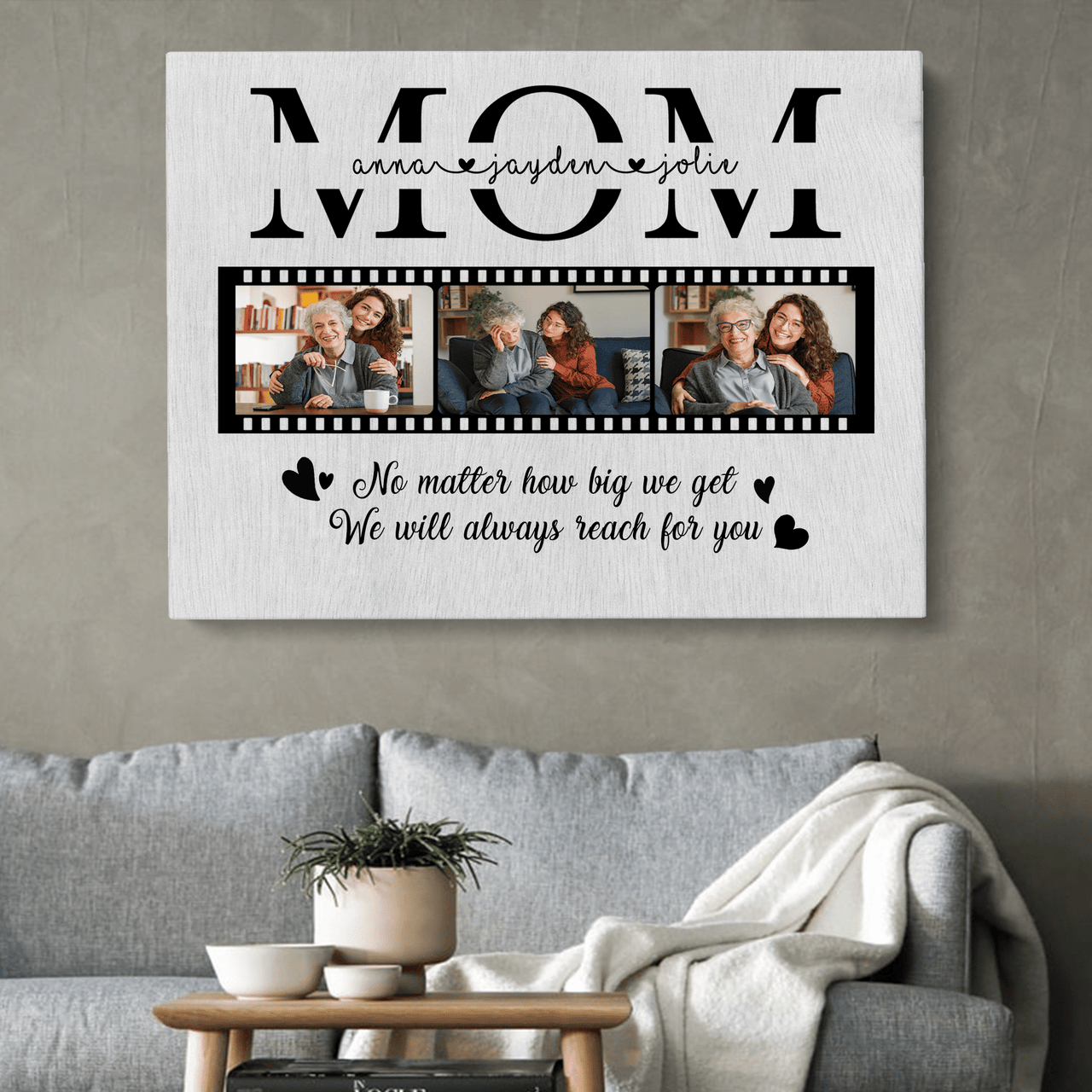 Customized Mom Picture Wall Art Canvas, Mother Film Photo Canvas for Mom