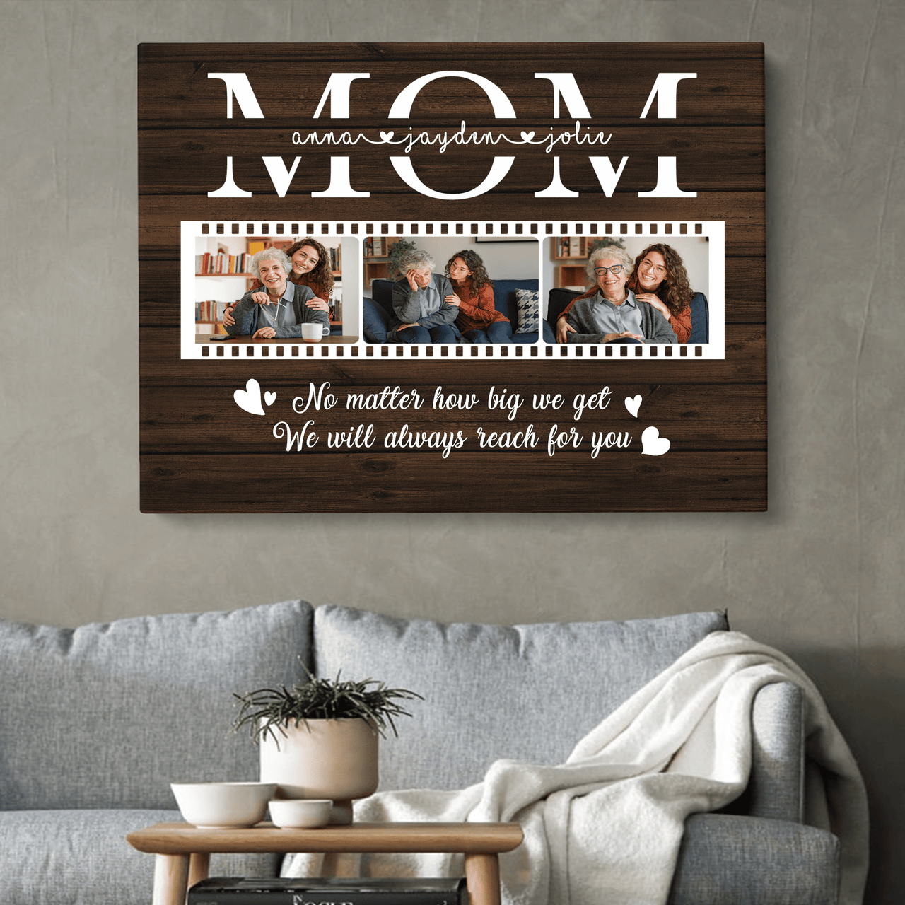 Customized Mom Picture Wall Art Canvas, Mother Film Photo Canvas for Mom