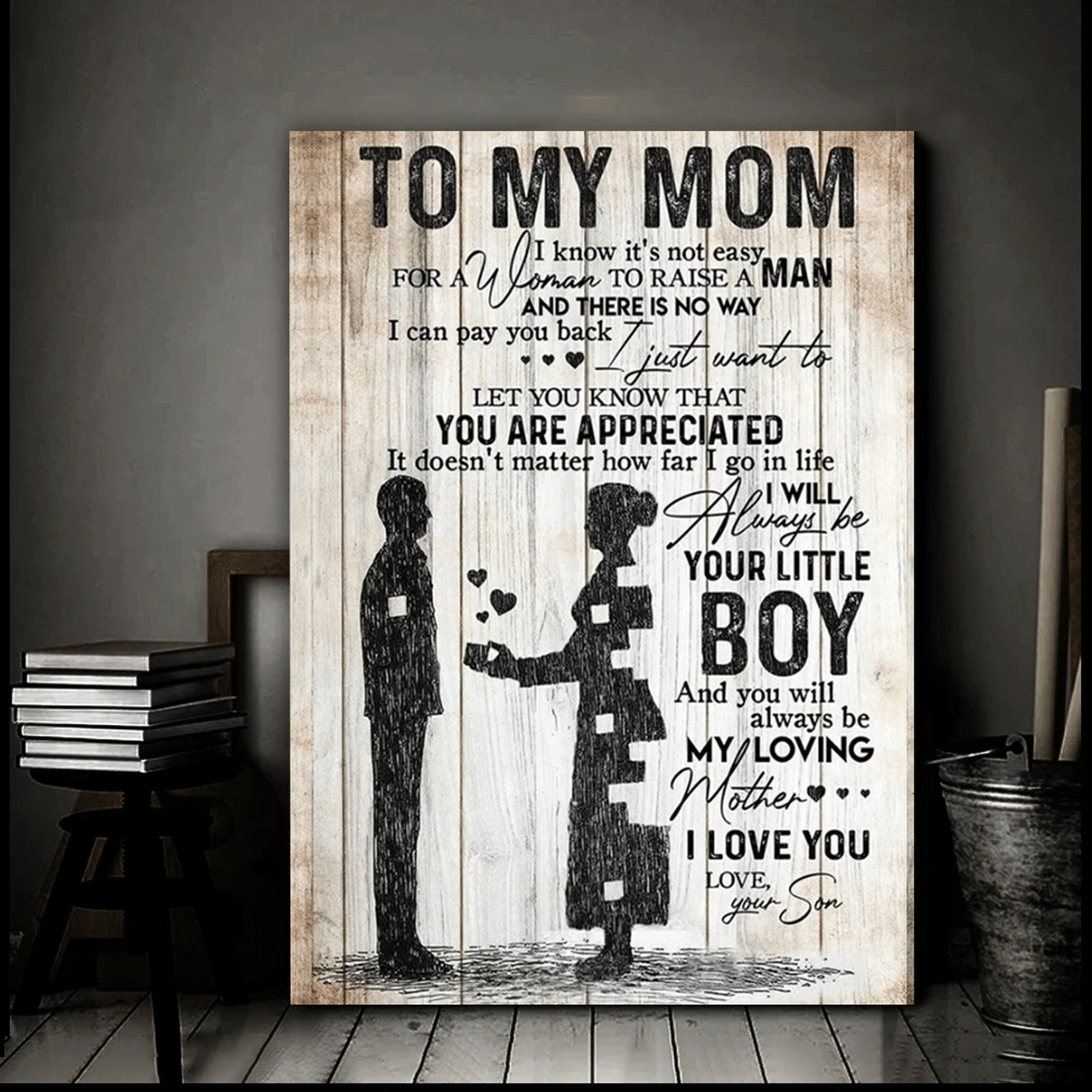 Personalized To my Mom Wall Art Canvas from Little Boy, Mother Canvas from Daughter