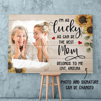 Thumbnail for Mother and Daughter Wall Art, Personalized Mom Photo I love you forever Canvas