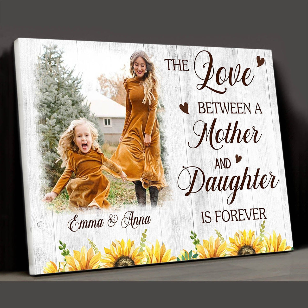 Mother and Daughter Wall Art, Personalized Mom Photo I love you forever Canvas