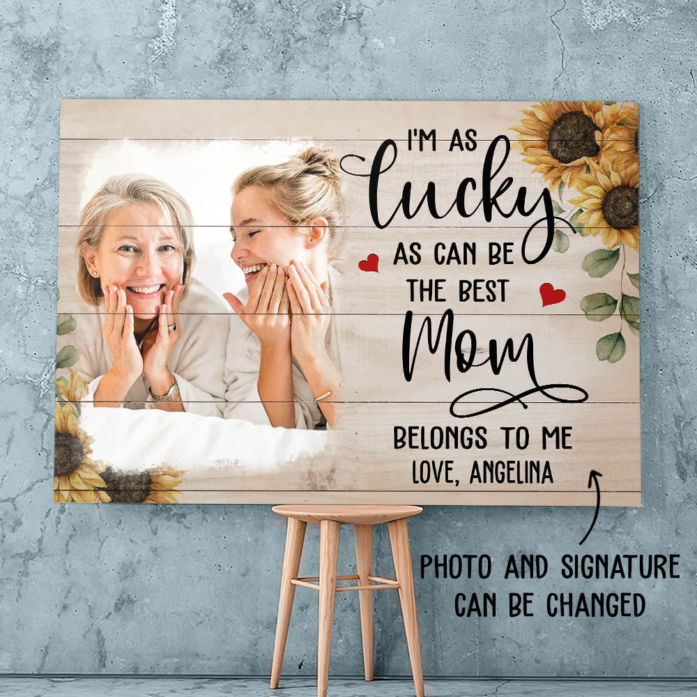 Personalized Photo Mother Canvas, You Are The World Wall Art from Daughter