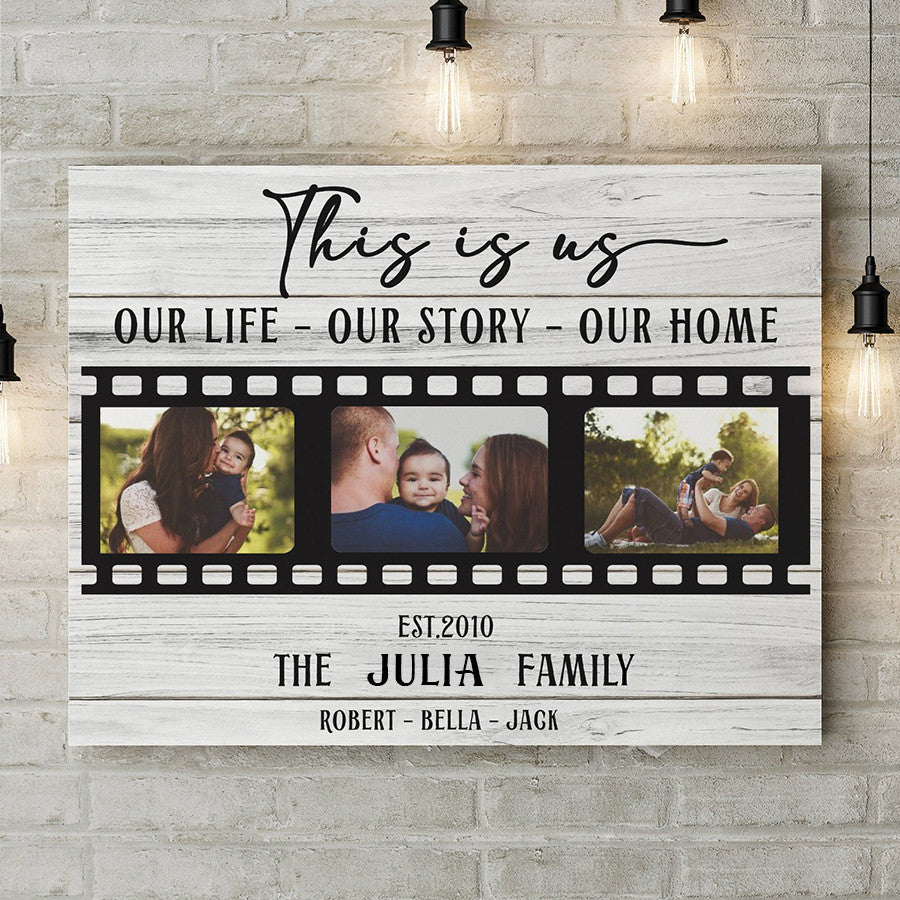 Personalized Mother's Day Picture Rustic Window Wall Art Canvas, This is us Our Story Canvas