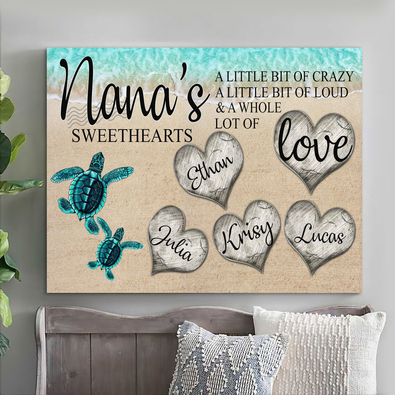 Grandma Elephant Wall Art, A Whole lot of Love Wall Art Canvas for Mother's Day