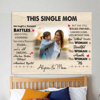 Thumbnail for Customized Single Mom Picture Wall Decor, Single Mom Wall Art Canvas, Gift from Daughter