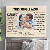 Thumbnail for Customized Photo Single Mom Wall Art Canvas, Gift from Son to Mother