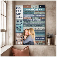 Thumbnail for Customized Picture To My Mom Canvas from Daughter Son, Long Distance I Love You Air Mail Letter Wall Art Canvas