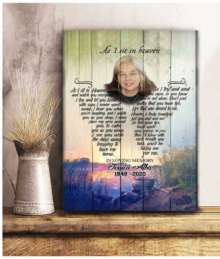Remember me Memorial Wall Art Canvas, Custom Mom Picture Canvas Miss Her in Heaven