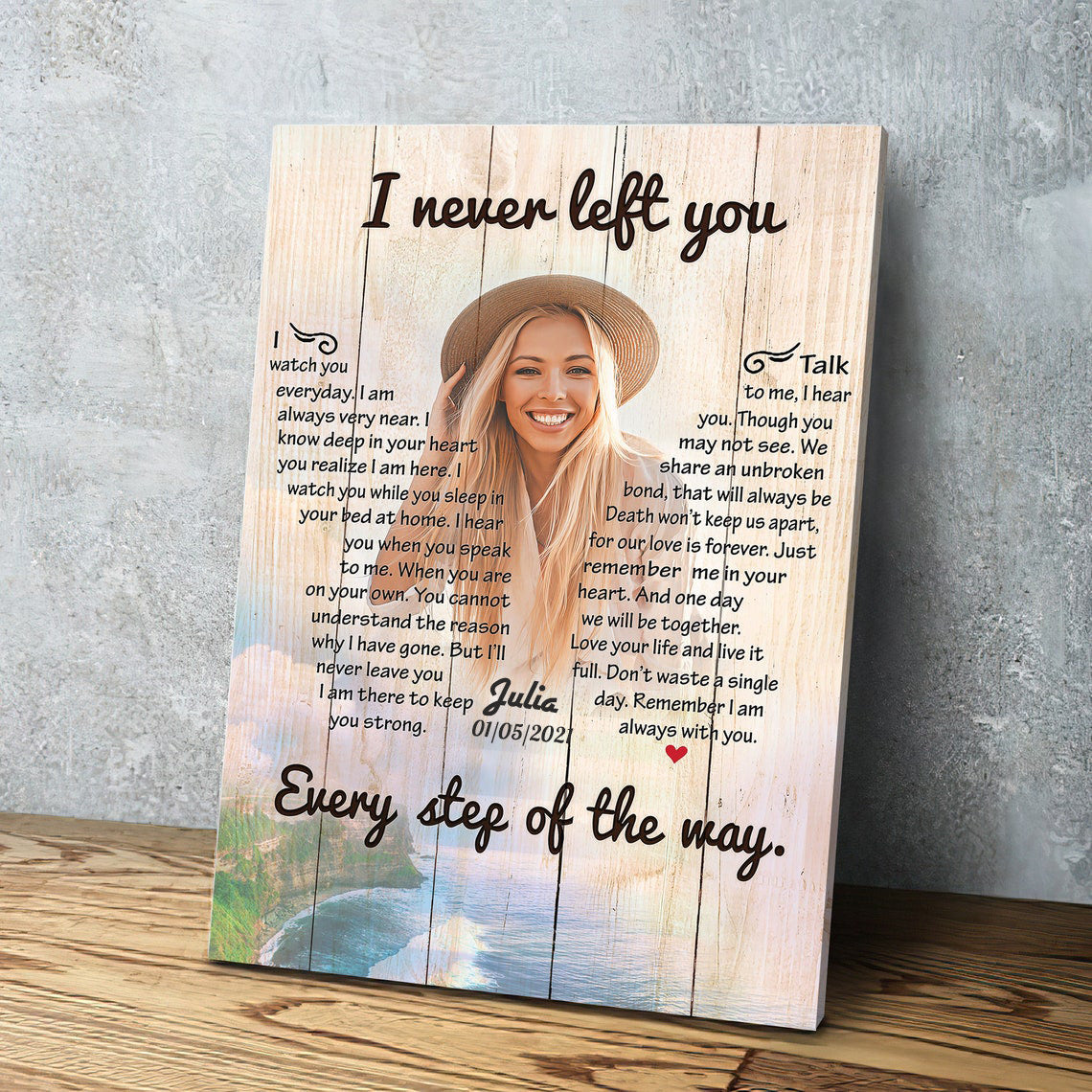 Remember me Memorial Wall Art Canvas, Custom Mom Picture Canvas Miss Her in Heaven