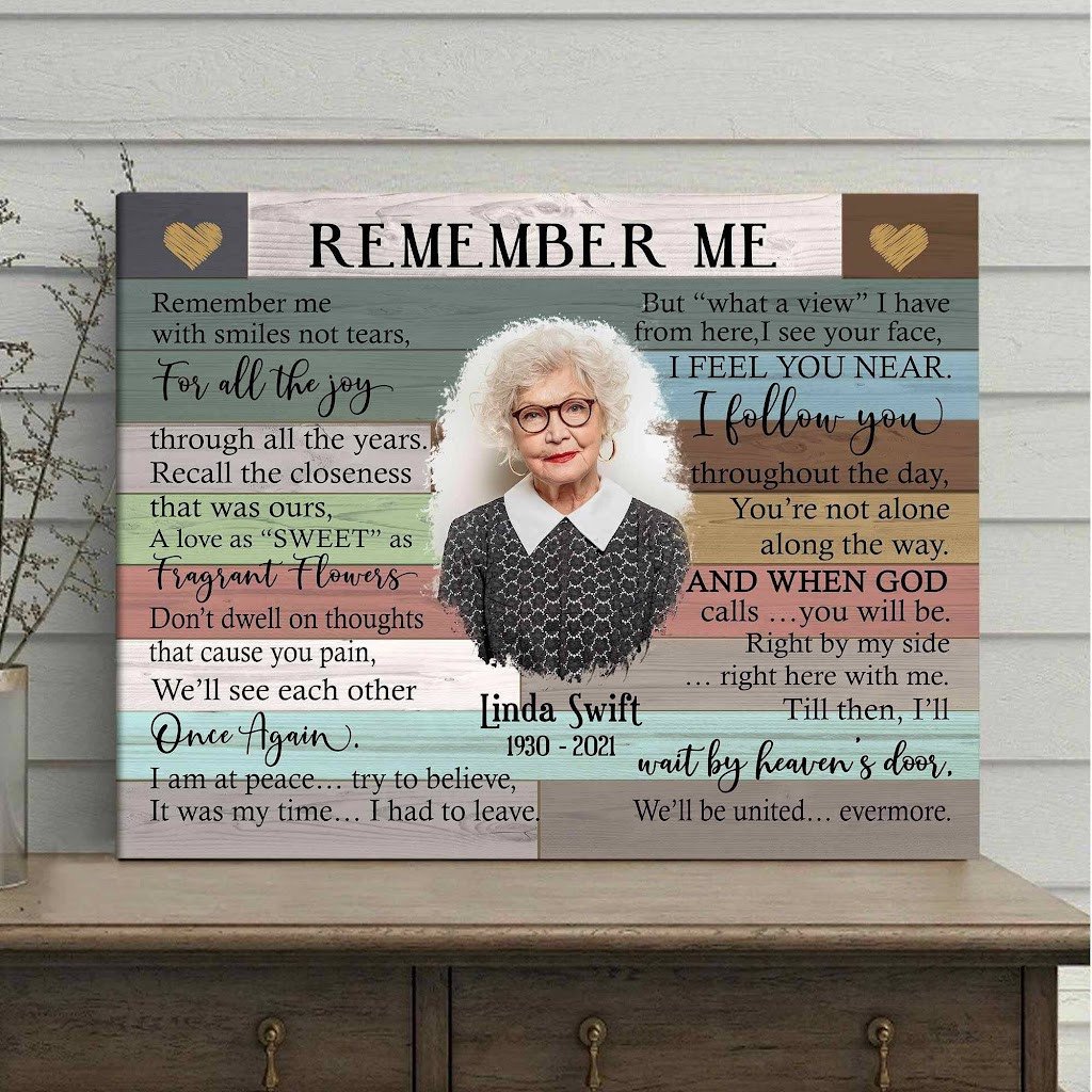 Custom Picture Mom Canvas, Remember me in Loving memory Wall Art