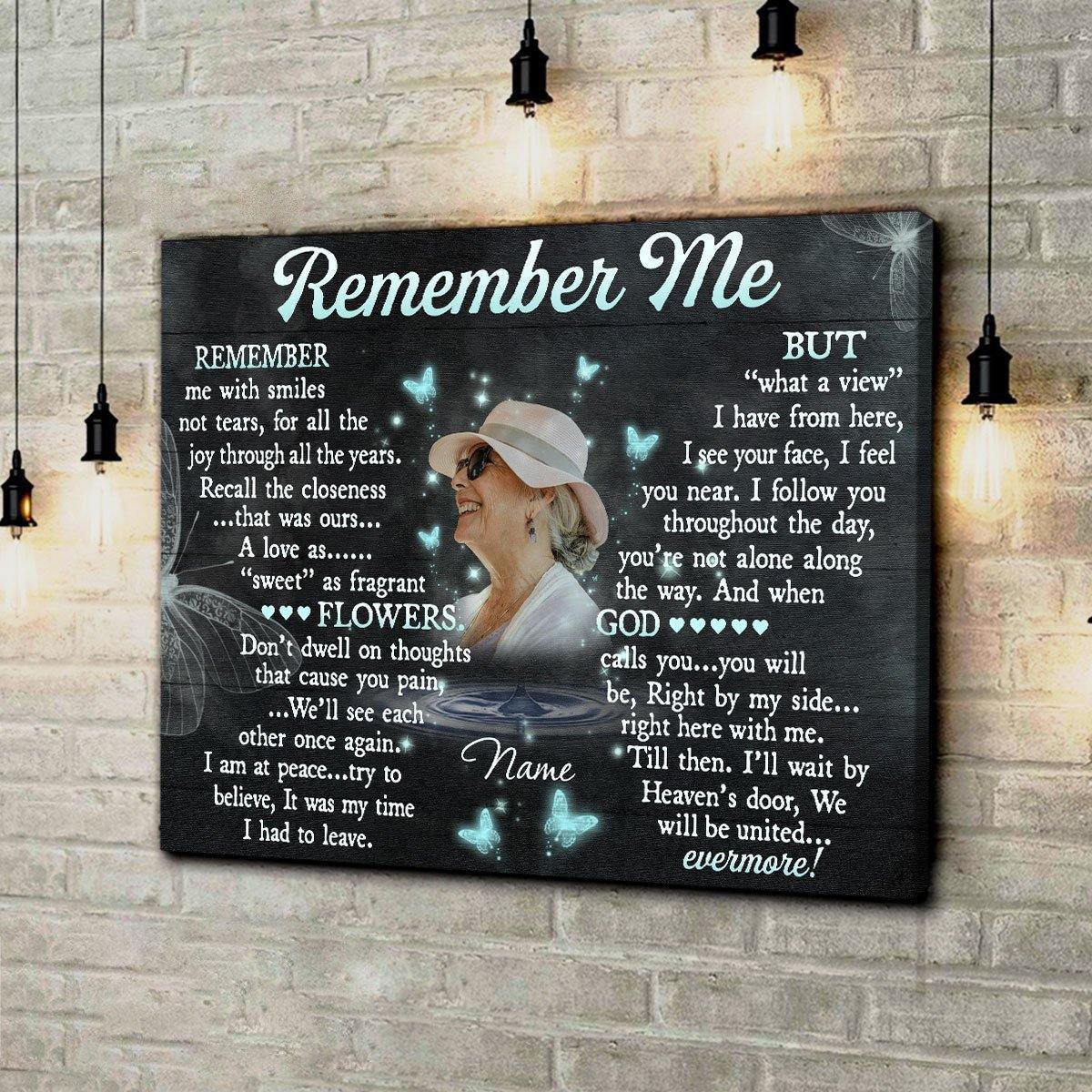 Custom Picture Mom Canvas, Remember me in Loving memory Wall Art